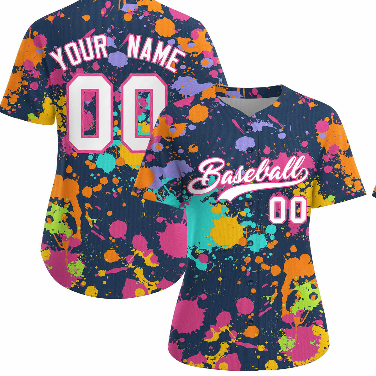 Custom Midnight Blue Graffiti Fashion Baseball Jersey For Women| KXKSHOP