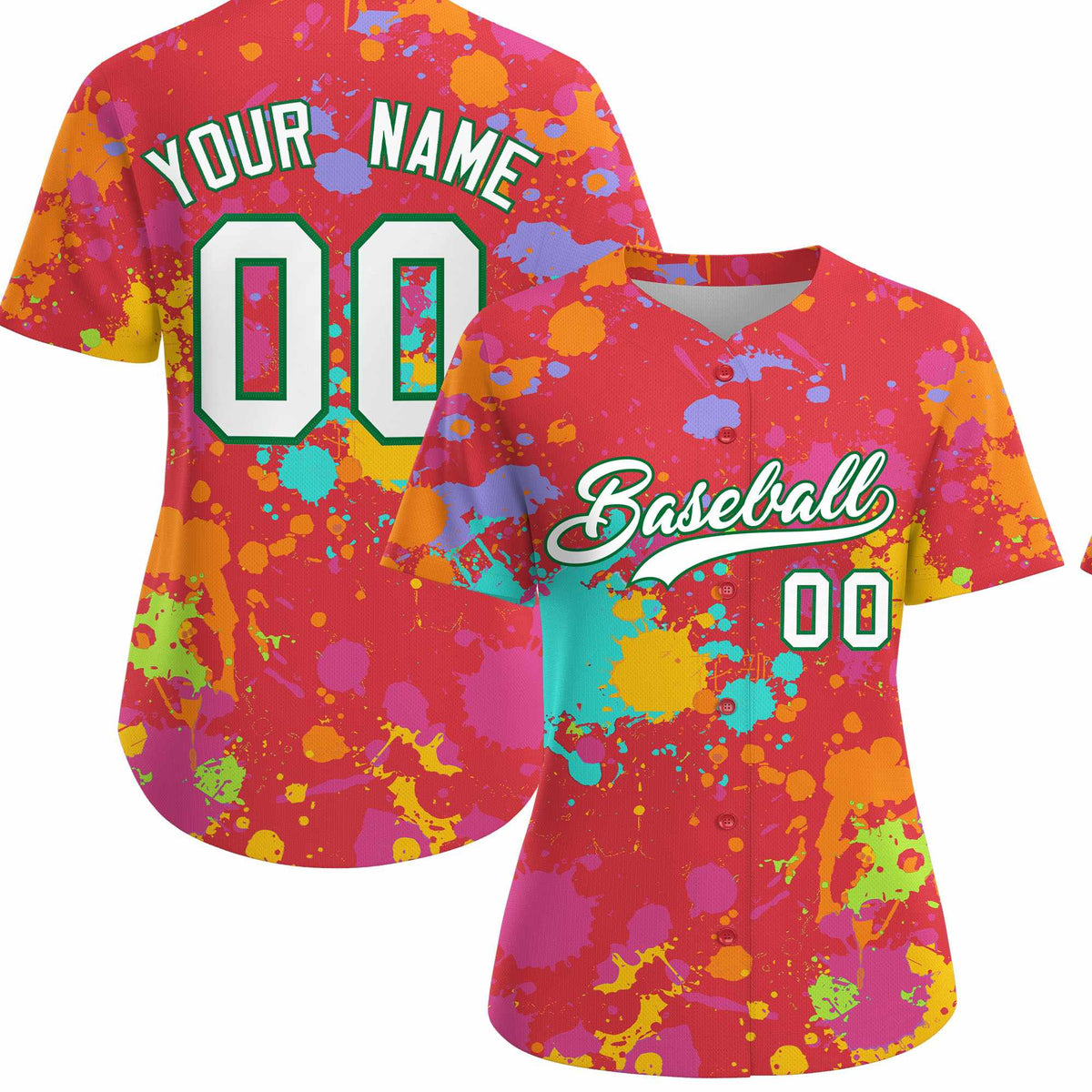 Custom Light Red Graffiti Fashion Baseball Jersey For Women| KXKSHOP