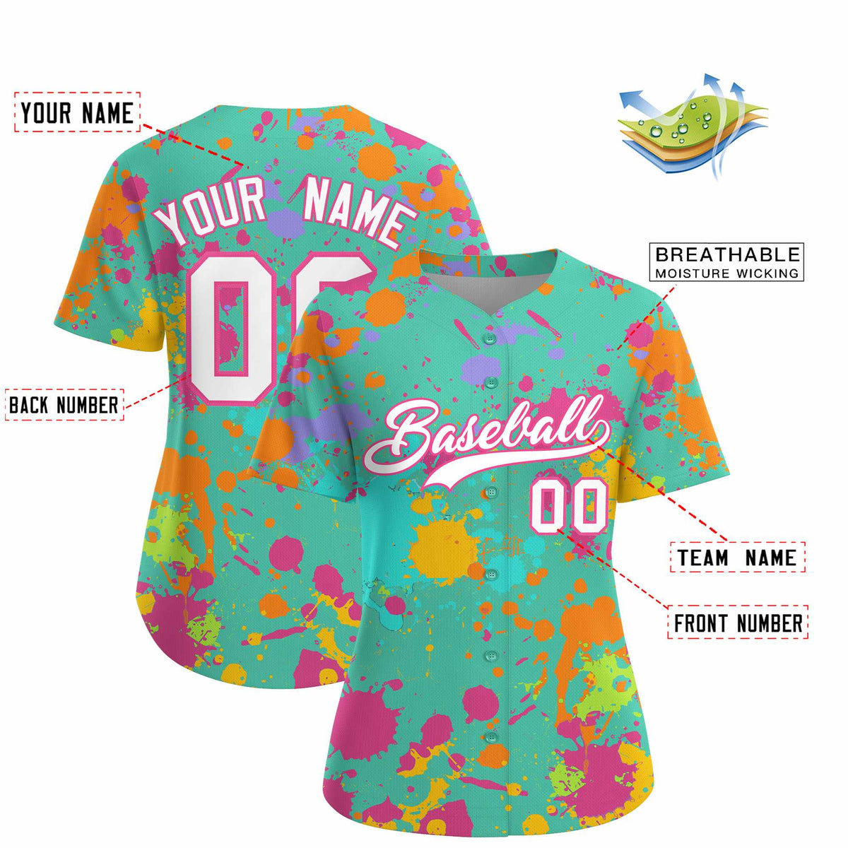 Custom Bright Green Graffiti Fashion Baseball Jersey For Women| KXKSHOP