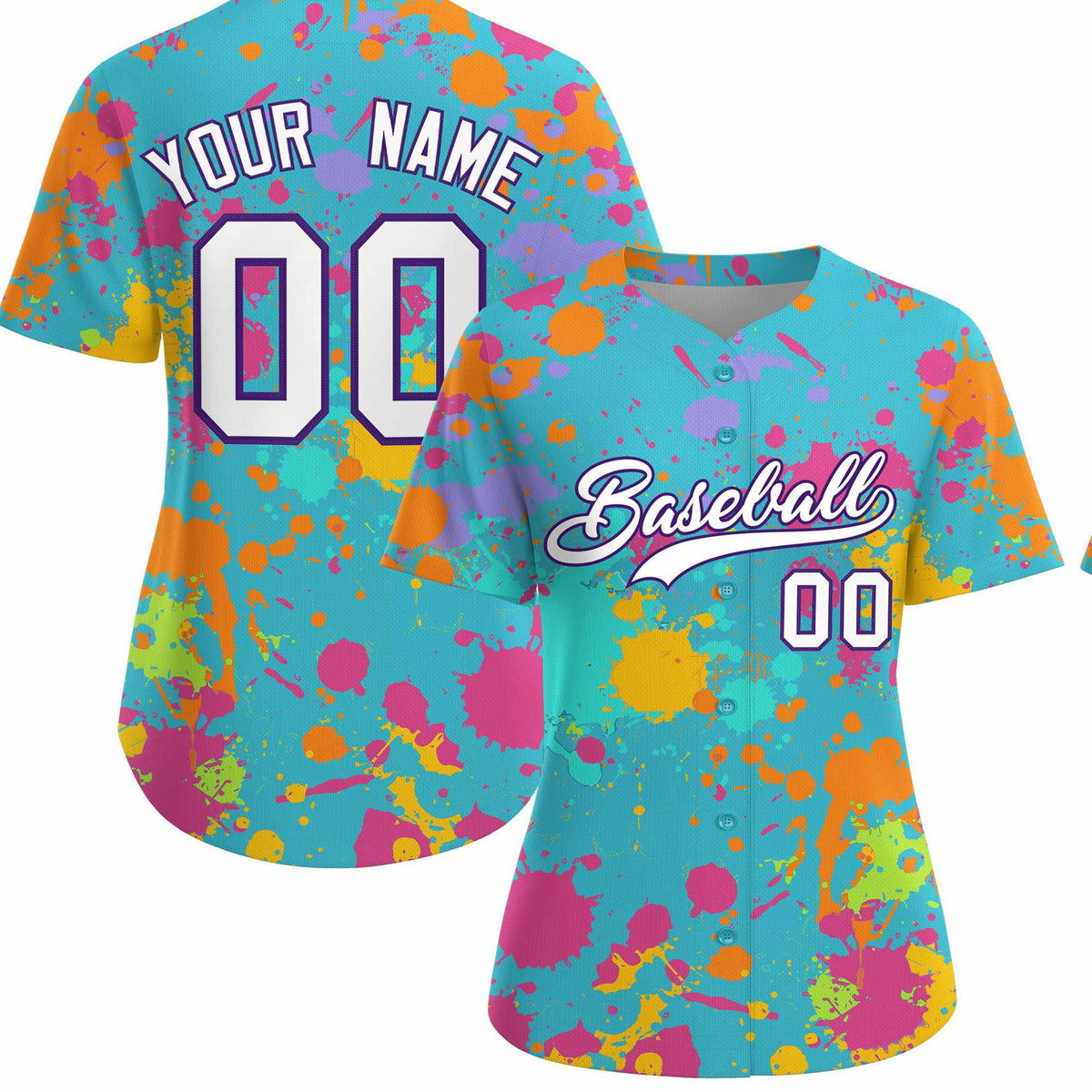 Custom Sky Blue Graffiti Fashion Baseball Jersey For Women| KXKSHOP
