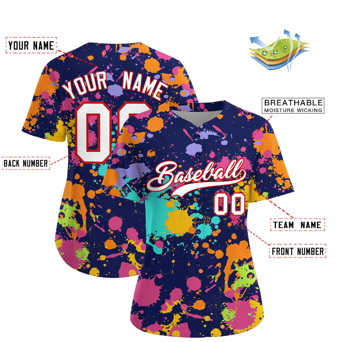 Custom Navy Graffiti Fashion Baseball Jersey For Women| KXKSHOP