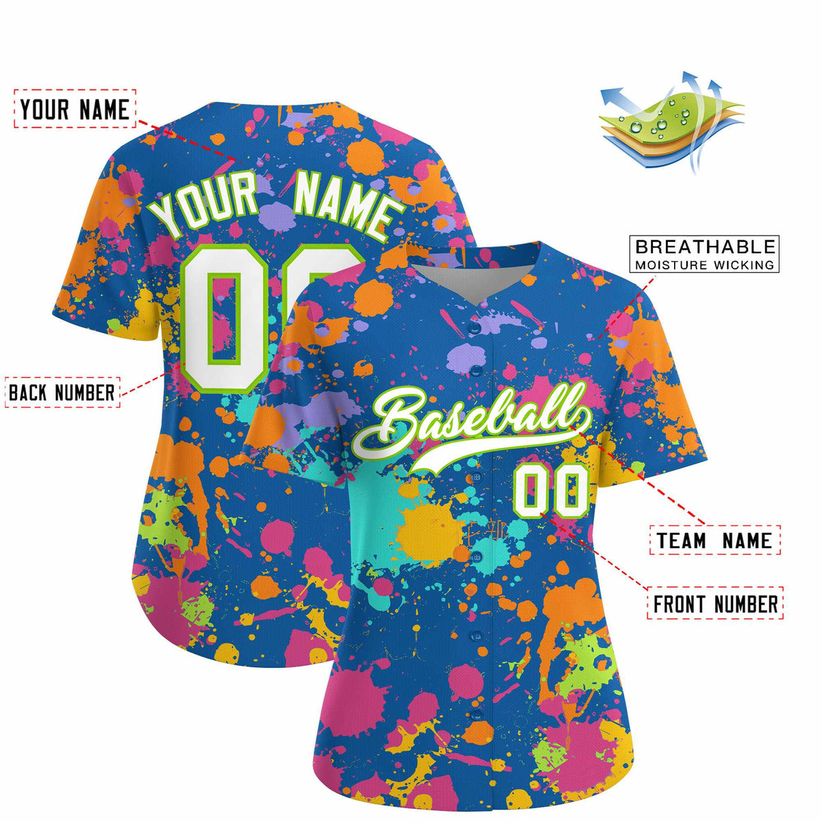 Custom Royal Graffiti Fashion Baseball Jersey For Women| KXKSHOP