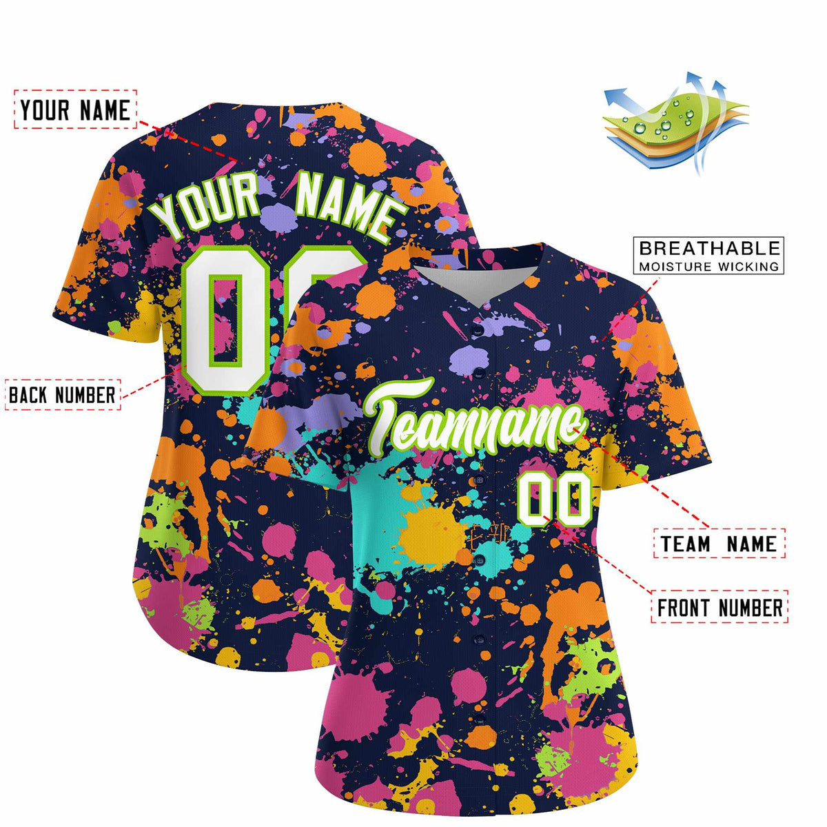 Custom Navy Graffiti Fashion Baseball Jersey For Women| KXKSHOP