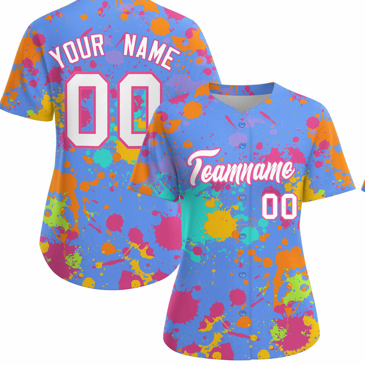 Custom Powder Blue Graffiti Fashion Baseball Jersey For Women| KXKSHOP