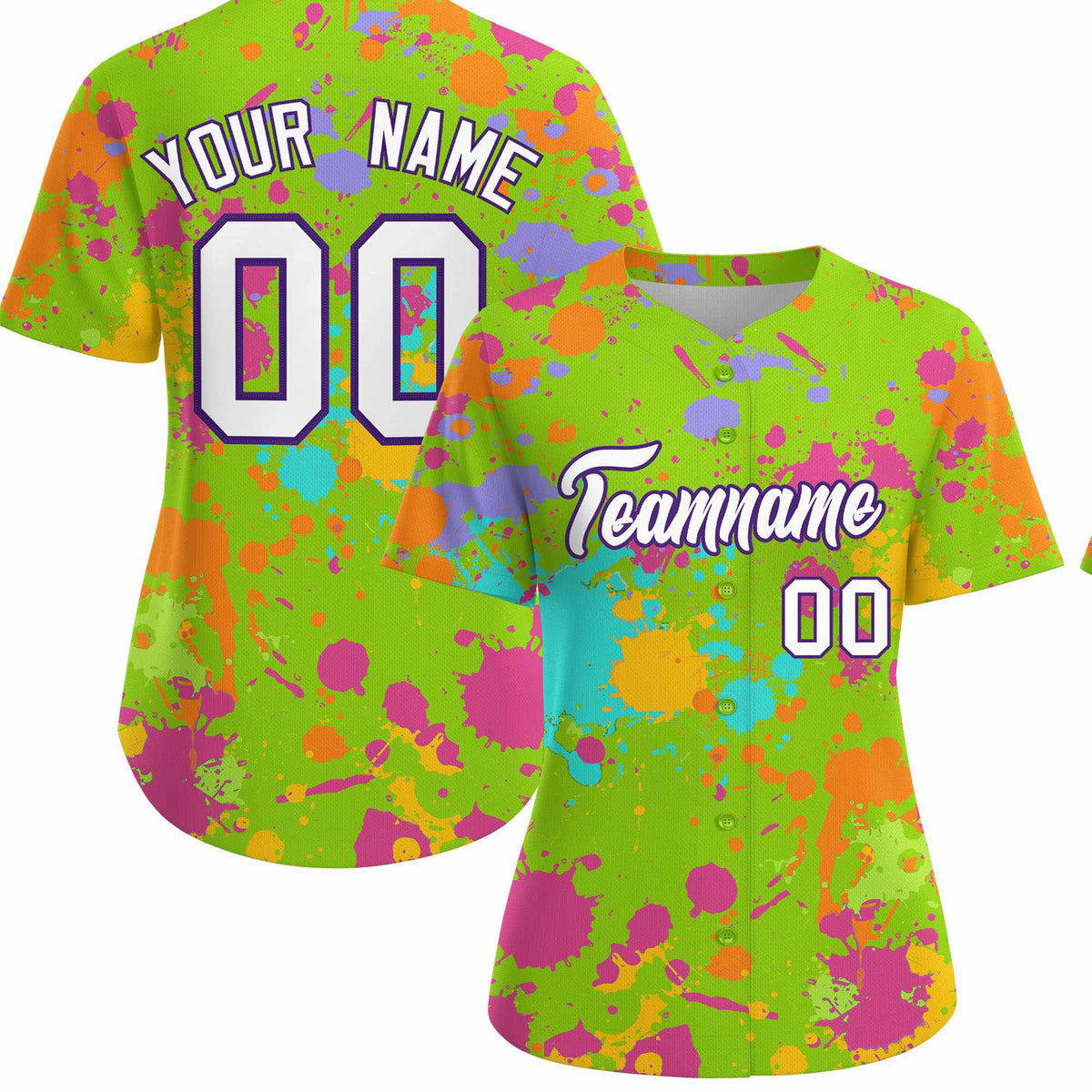 Custom Neon Green Graffiti Fashion Baseball Jersey For Women| KXKSHOP