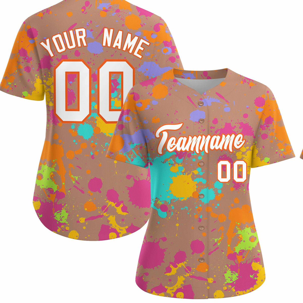 Custom Khaki Graffiti Fashion Baseball Jersey For Women| KXKSHOP