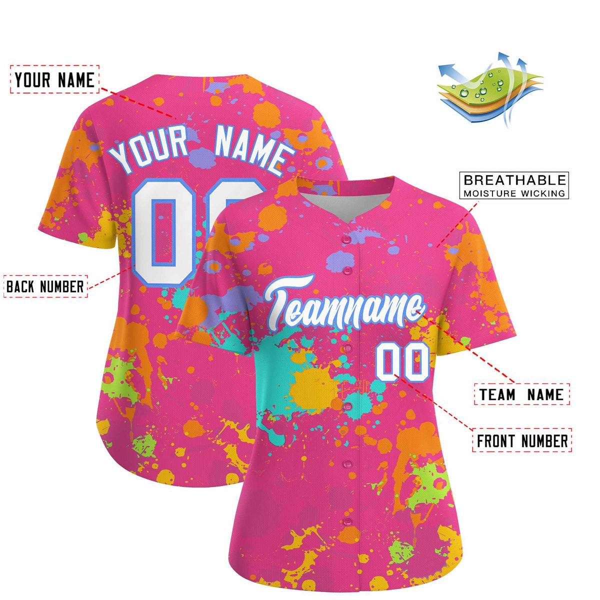 Custom Pink Graffiti Fashion Baseball Jersey For Women| KXKSHOP