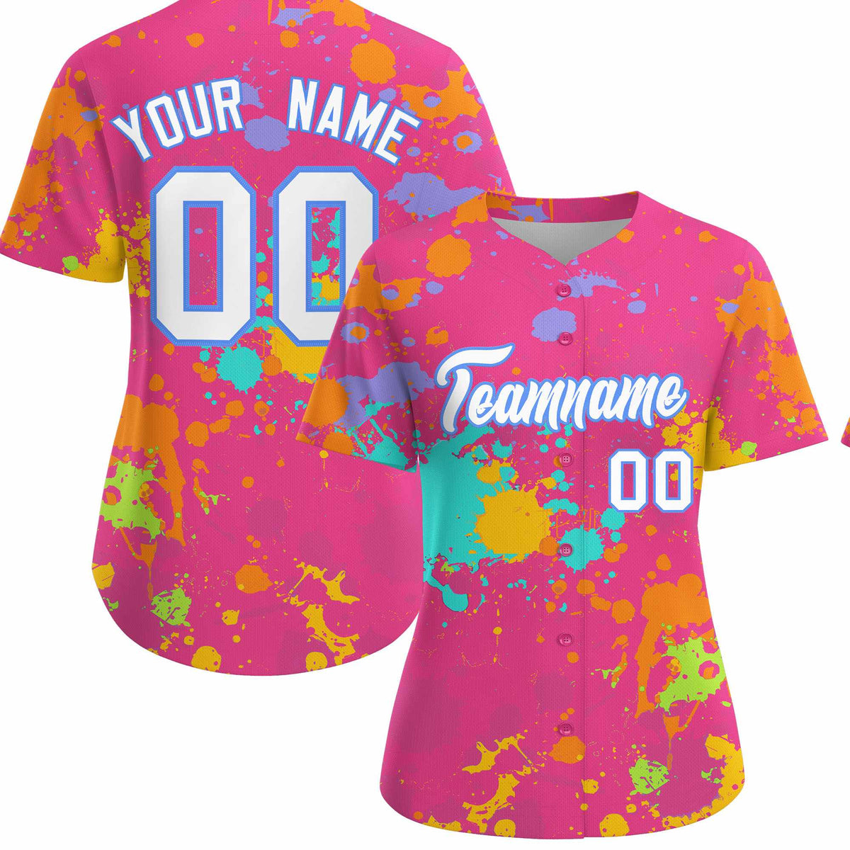 Custom Pink Graffiti Fashion Baseball Jersey For Women| KXKSHOP