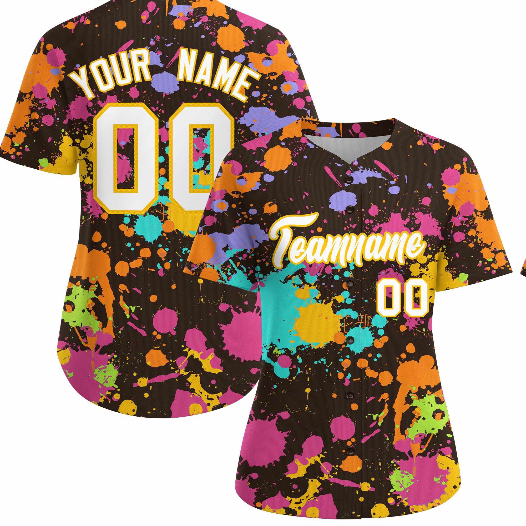 Custom Brown Graffiti Fashion Baseball Jersey For Women| KXKSHOP