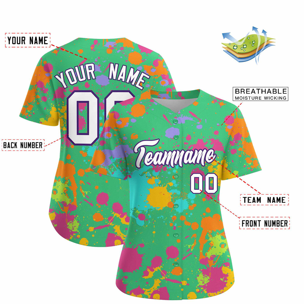 Custom Green Graffiti Fashion Baseball Jersey For Women| KXKSHOP