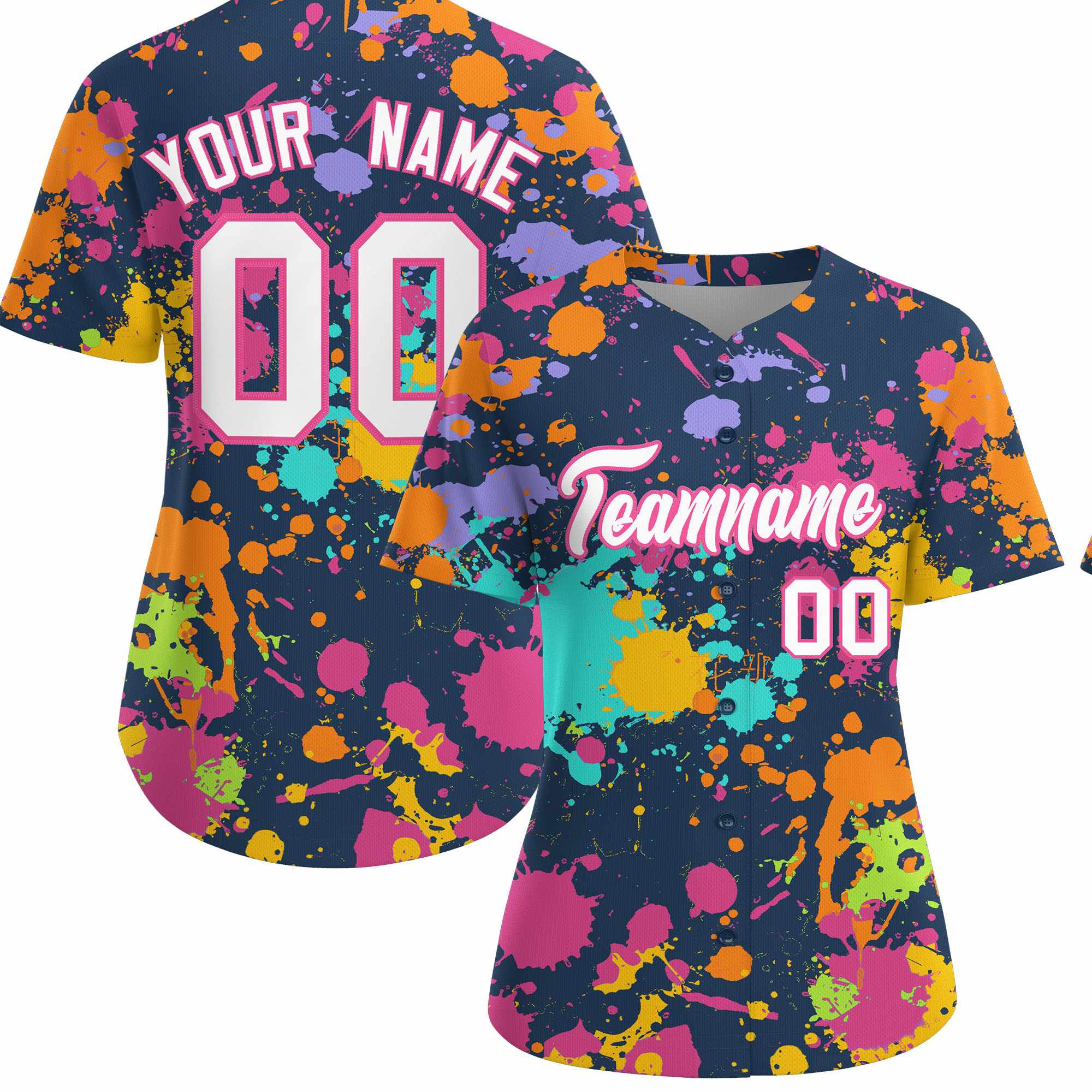Custom Midnight Blue Graffiti Fashion Baseball Jersey For Women| KXKSHOP