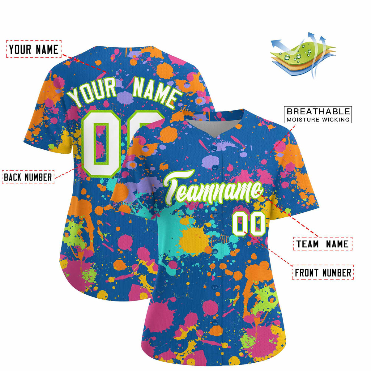 Custom Royal Graffiti Fashion Baseball Jersey For Women| KXKSHOP