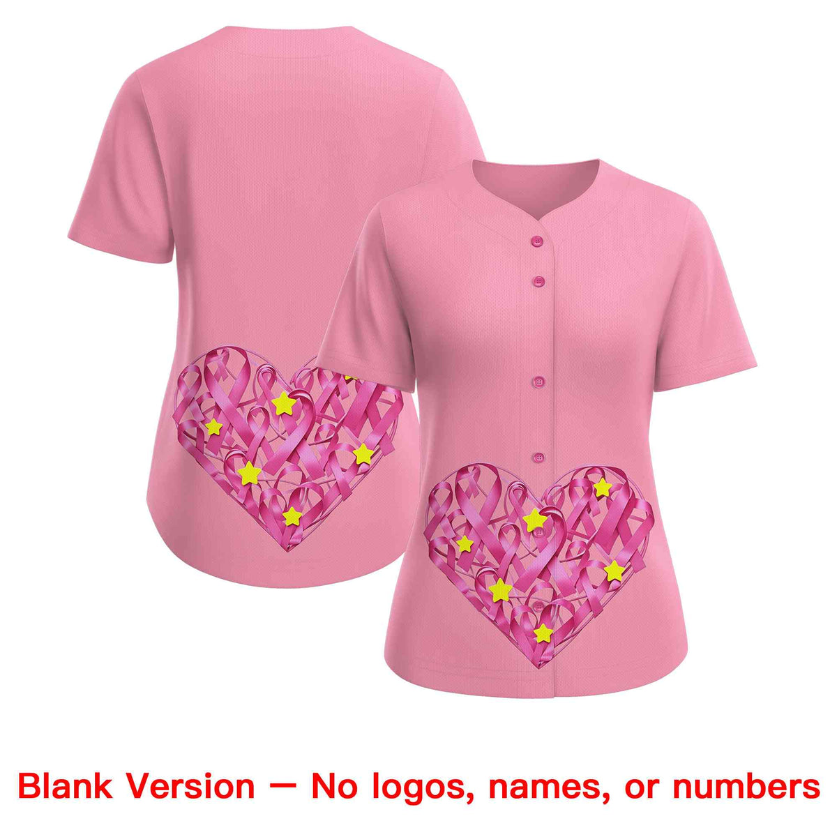 Custom Light Pink Pink Breast Cancer Awareness Month Pink Ribbon Authentic Baseball Jersey for Women