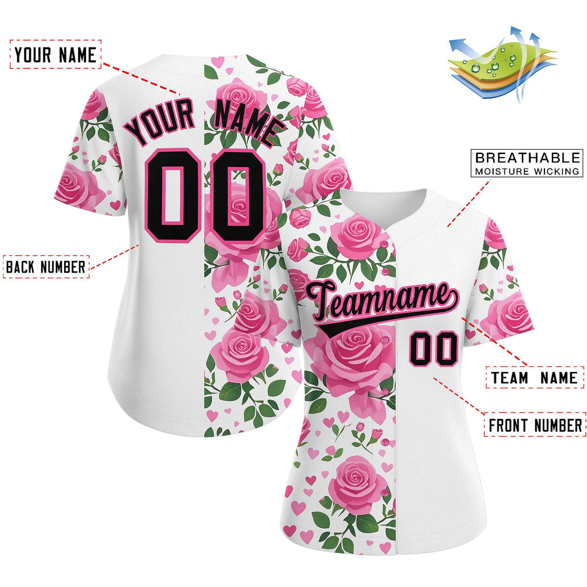 Custom White Black Breast Cancer Awareness Month Pink Ribbon Authentic Baseball Jersey for Women| KXKSHOP