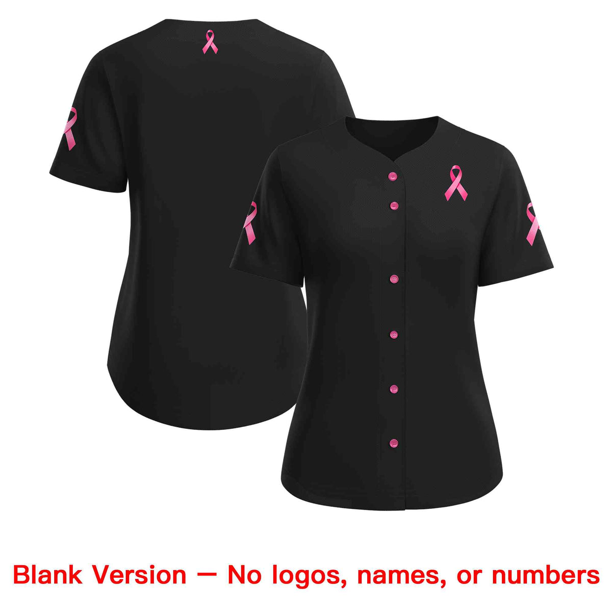 Custom Black Pink Breast Cancer Awareness Month Pink Ribbon Authentic Baseball Jersey for Women| KXKSHOP