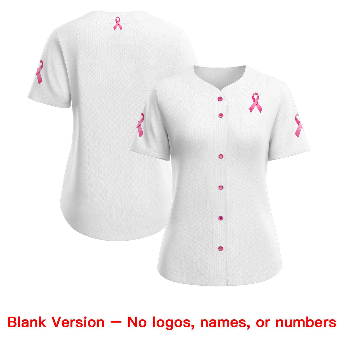 Custom White Pink Breast Cancer Awareness Month Pink Ribbon Authentic Baseball Jersey for Women| KXKSHOP
