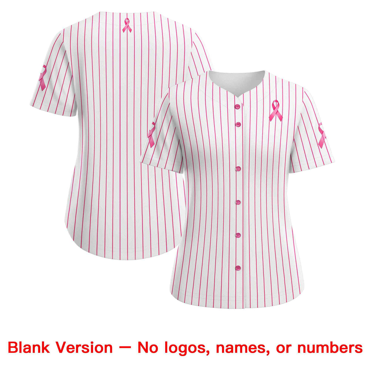 Custom White Pink Breast Cancer Awareness Month Pink Ribbon Authentic Baseball Jersey for Women| KXKSHOP