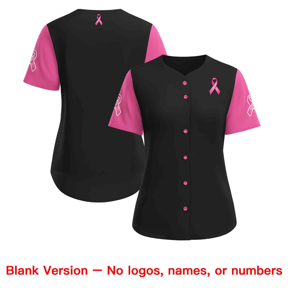 Custom Black Pink Breast Cancer Awareness Month Pink Ribbon Authentic Baseball Jersey for Women| KXKSHOP
