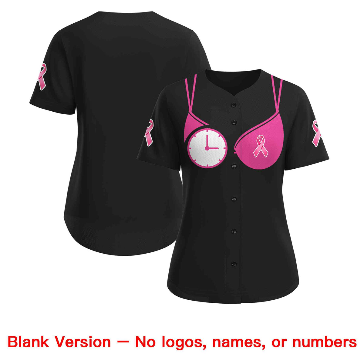 Custom Black Pink Breast Cancer Awareness Month Pink Ribbon Authentic Baseball Jersey for Women| KXKSHOP