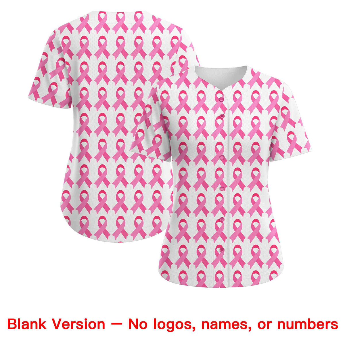 Custom White Black Breast Cancer Awareness Month Pink Ribbon Authentic Baseball Jersey for Women| KXKSHOP