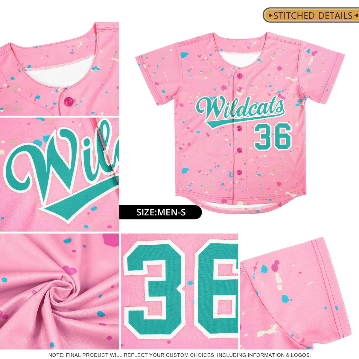 Custom Black White Breast Cancer Awareness Month Pink Ribbon Authentic Baseball Jersey for Women