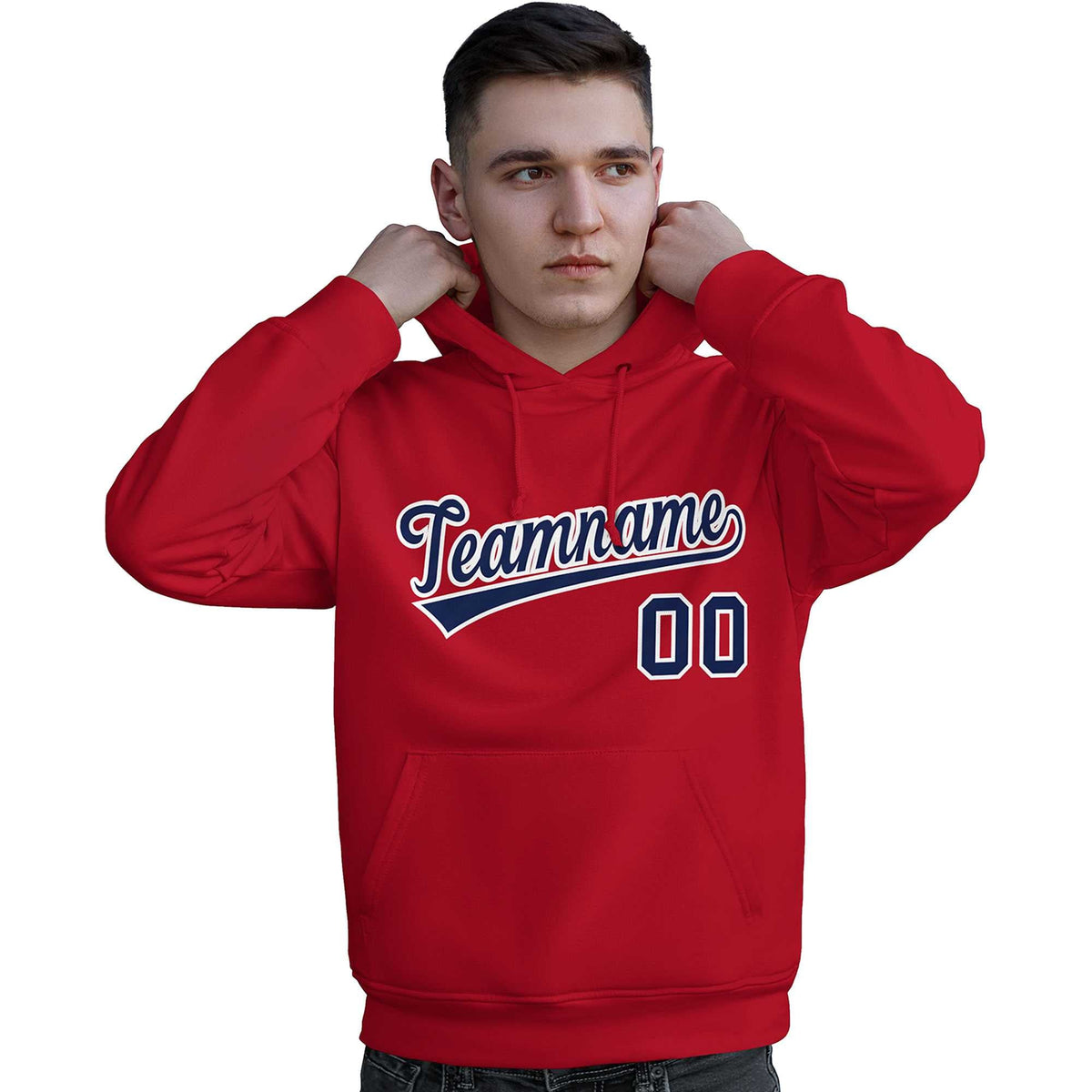 Custom Red Navy-White Classic Style Personalized Sport Pullover Hoodie| KXKSHOP