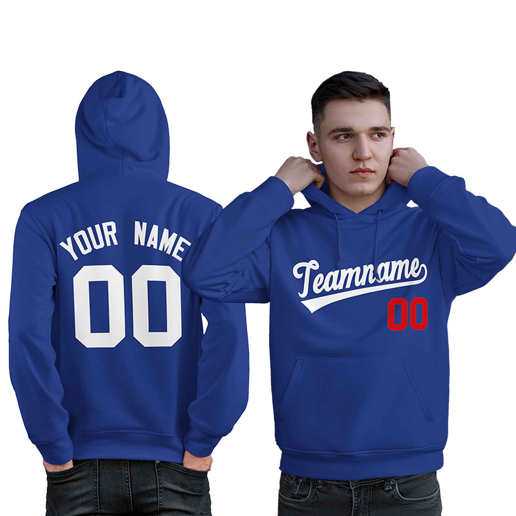 Custom Royal White-Red Classic Style Personalized Sport Pullover Hoodie| KXKSHOP
