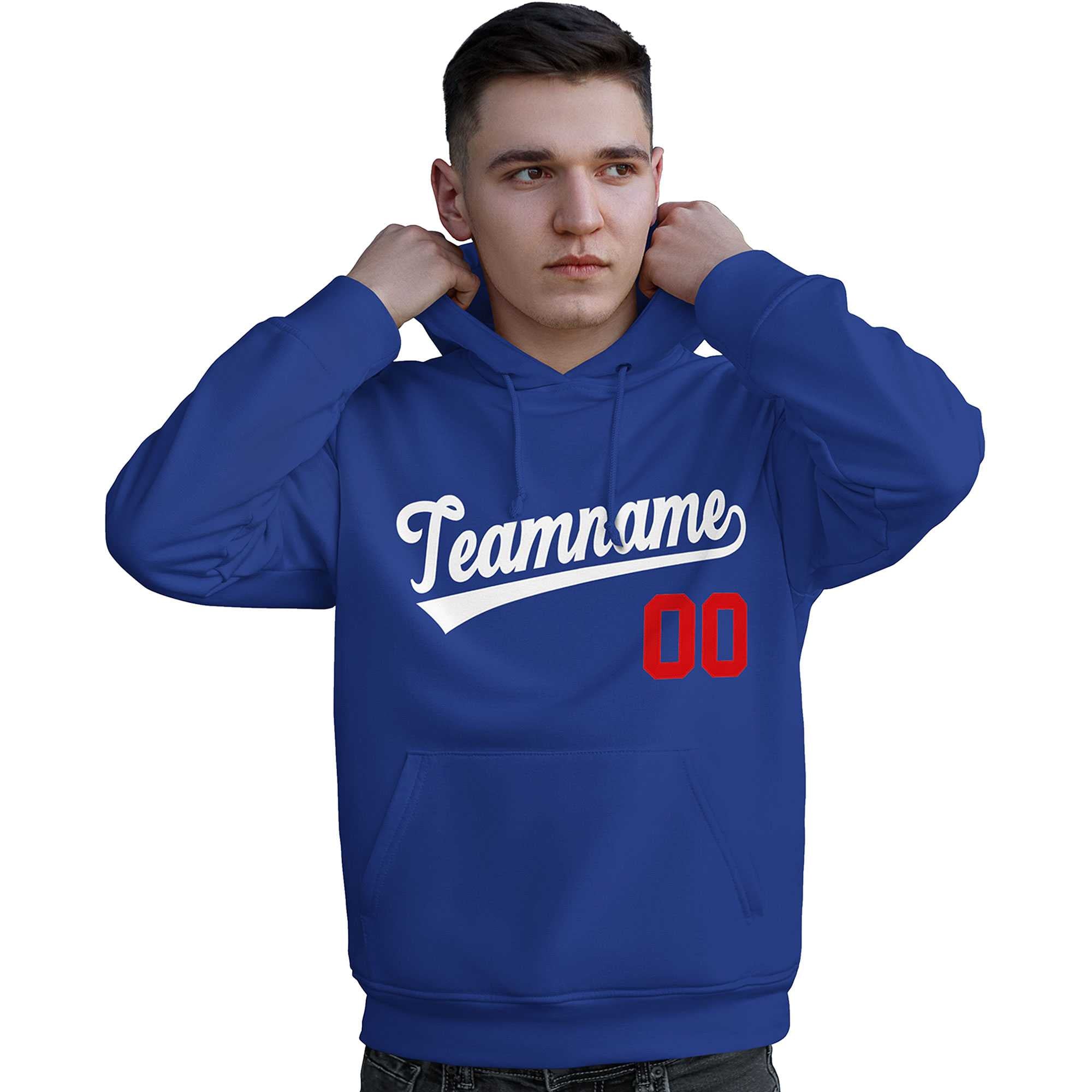 Custom Royal White-Red Classic Style Personalized Sport Pullover Hoodie| KXKSHOP