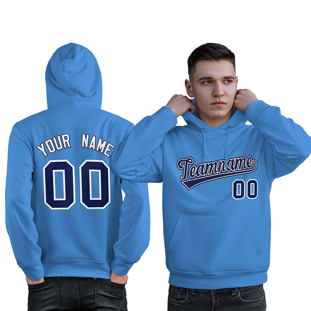 Custom Light Blue Royal-White Classic Style Personalized Sport Pullover Hoodie| KXKSHOP