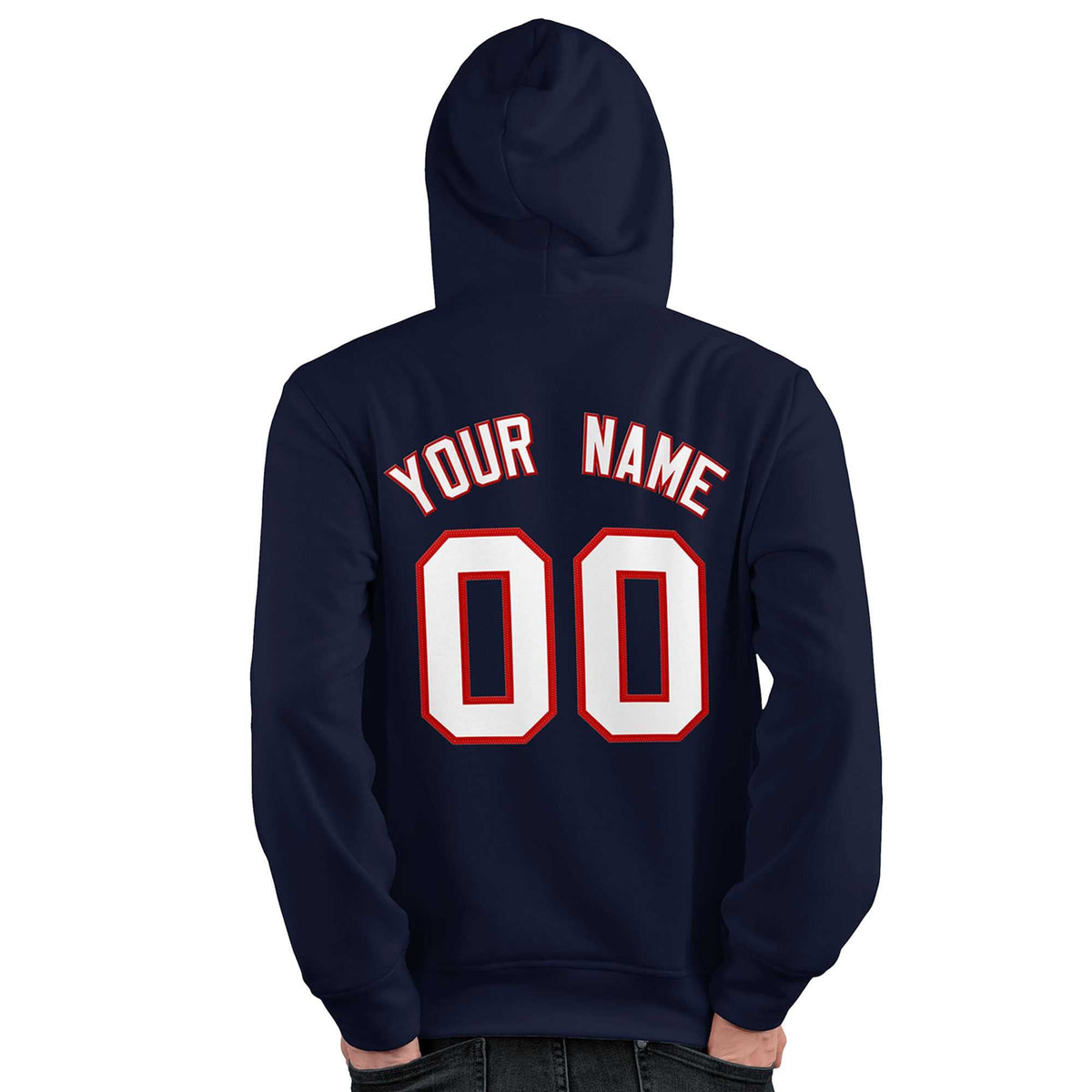 Custom Navy Red-White Classic Style Personalized Sport Pullover Hoodie| KXKSHOP