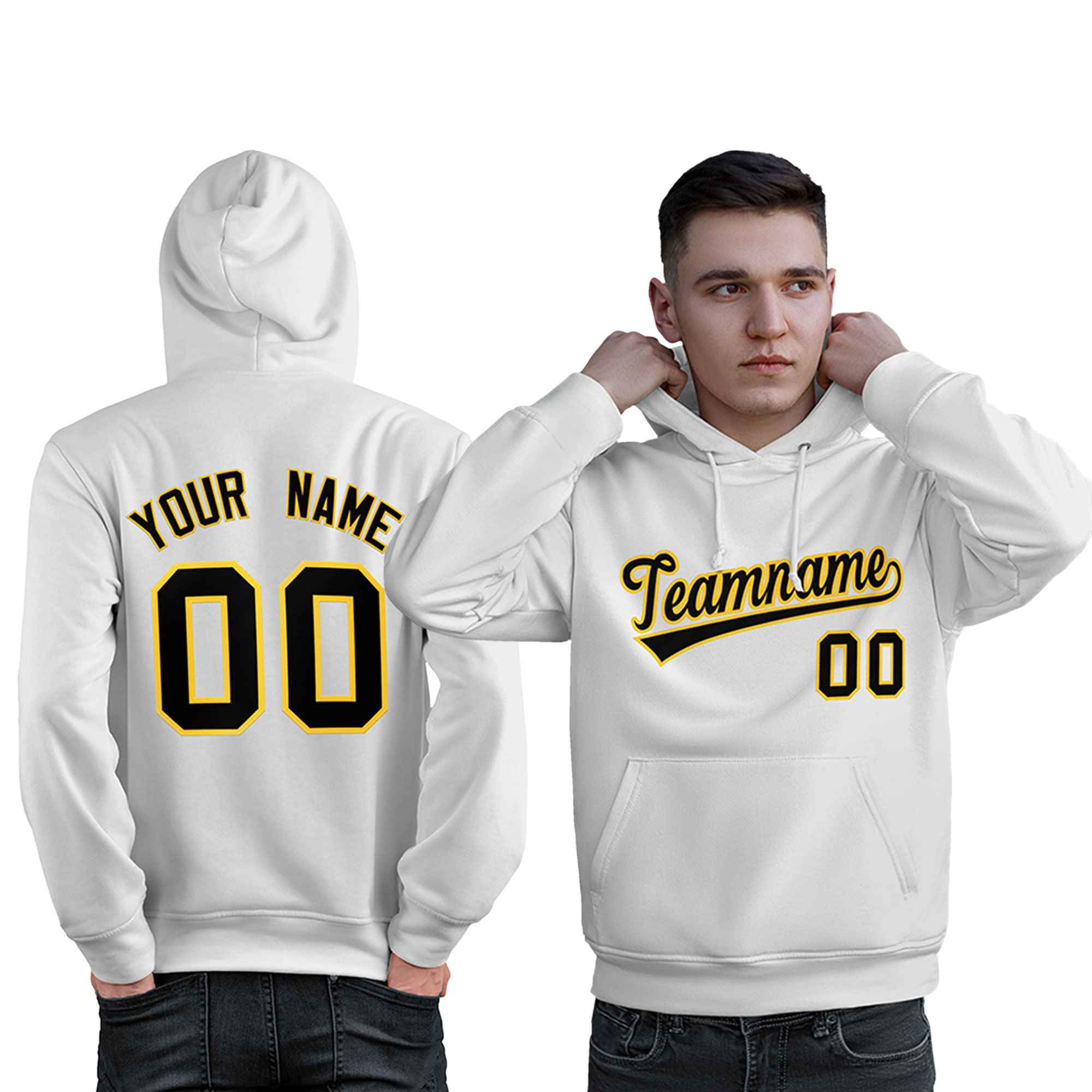Custom White Gold-Black Classic Style Personalized Sport Pullover Hoodie| KXKSHOP
