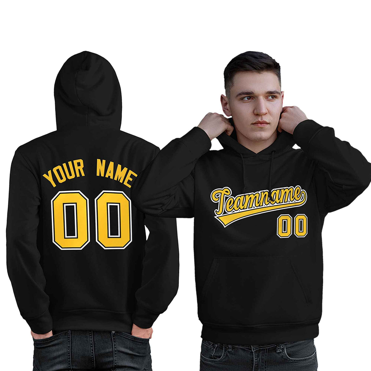 Custom Black Gold-White Classic Style Personalized Sport Pullover Hoodie| KXKSHOP