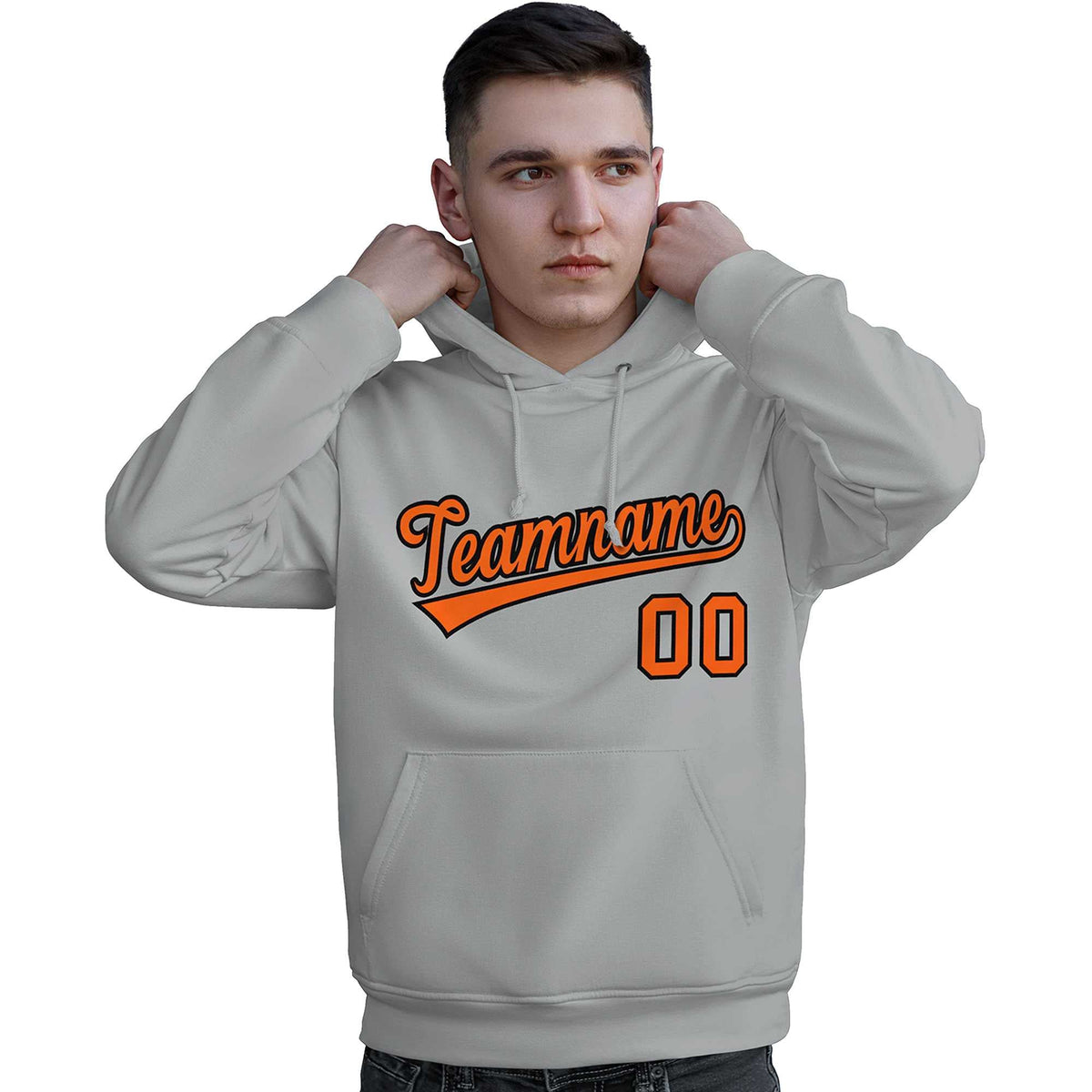 Custom Gray Orange-Black Classic Style Personalized Sport Pullover Hoodie| KXKSHOP