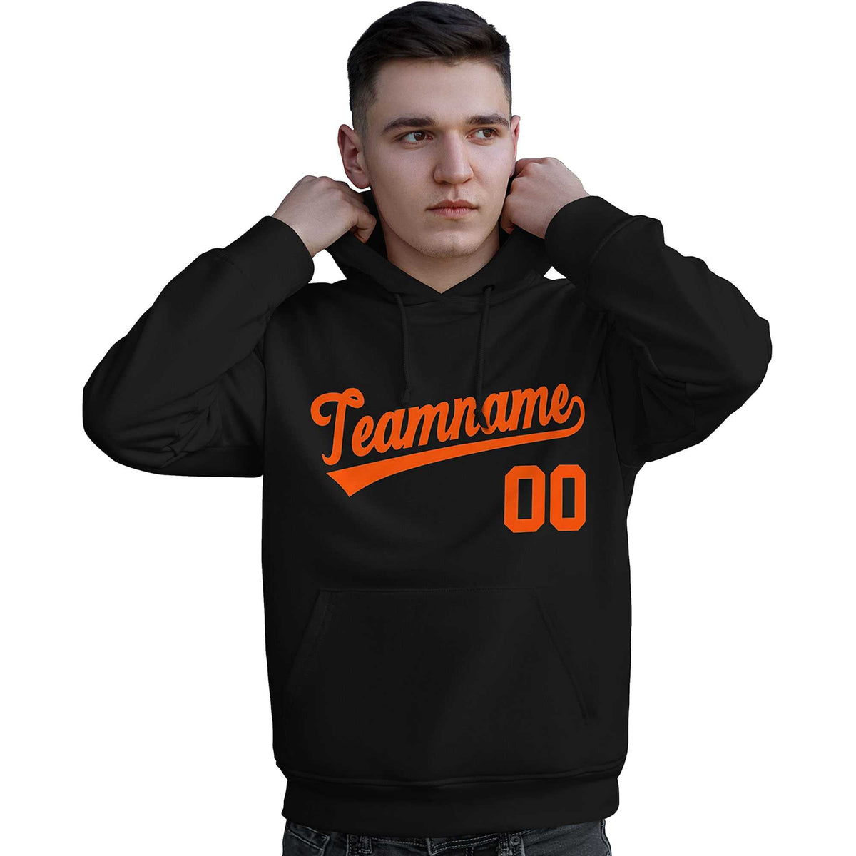 Custom Black Orange Classic Style Personalized Sport Pullover Hoodie| KXKSHOP