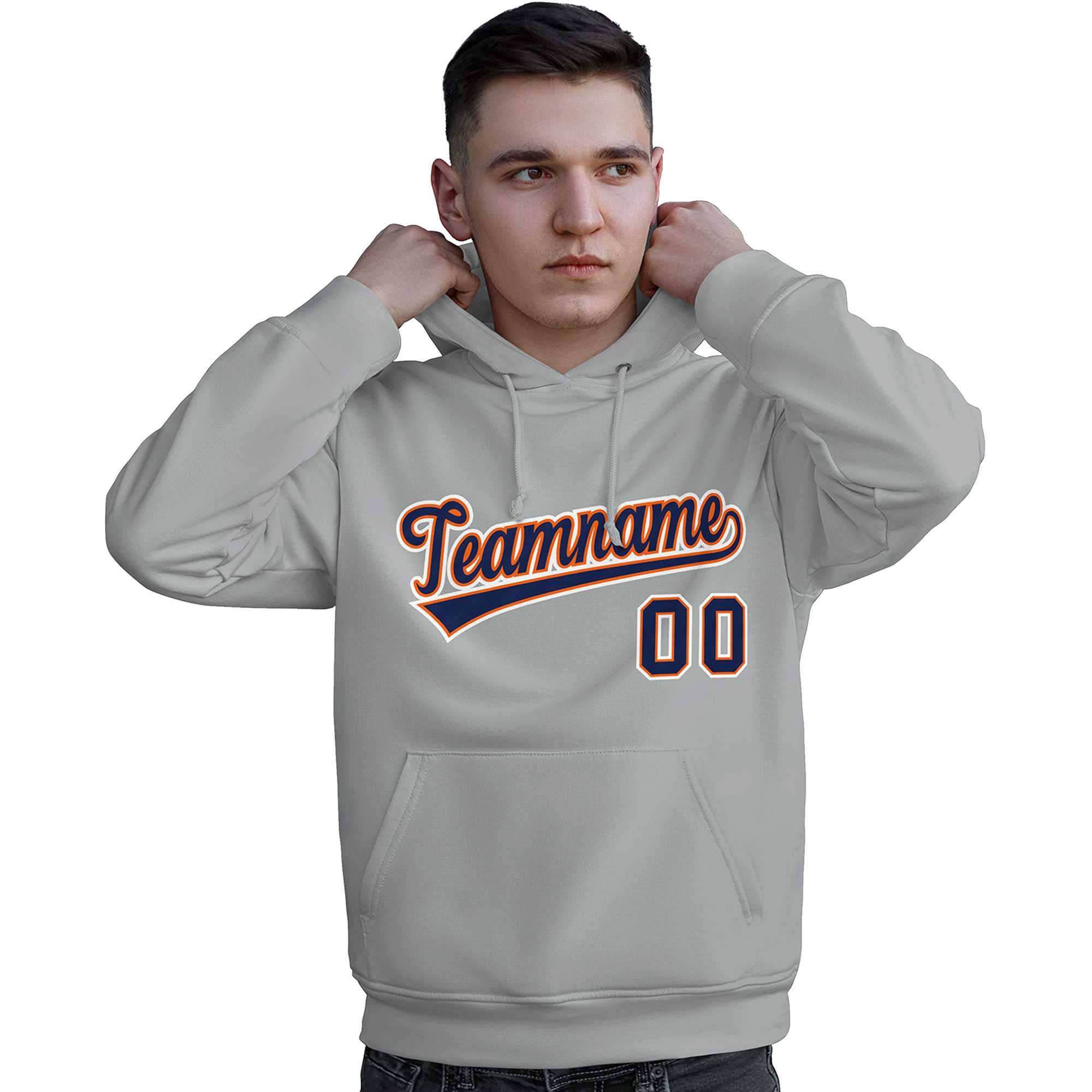 Custom Gray Royal-Orange Classic Style Personalized Sport Pullover Hoodie| KXKSHOP