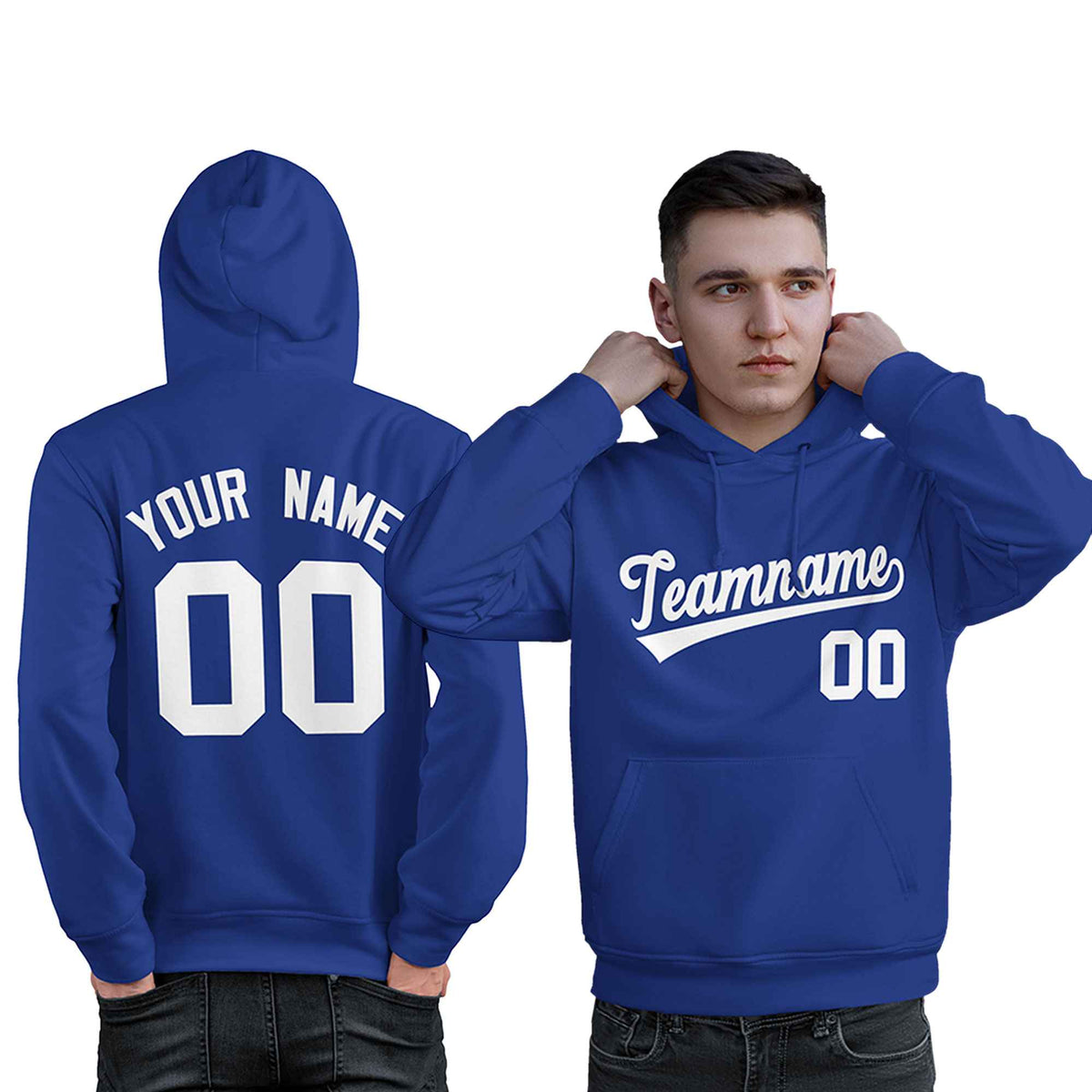 Custom Royal White Classic Style Personalized Sport Pullover Hoodie| KXKSHOP