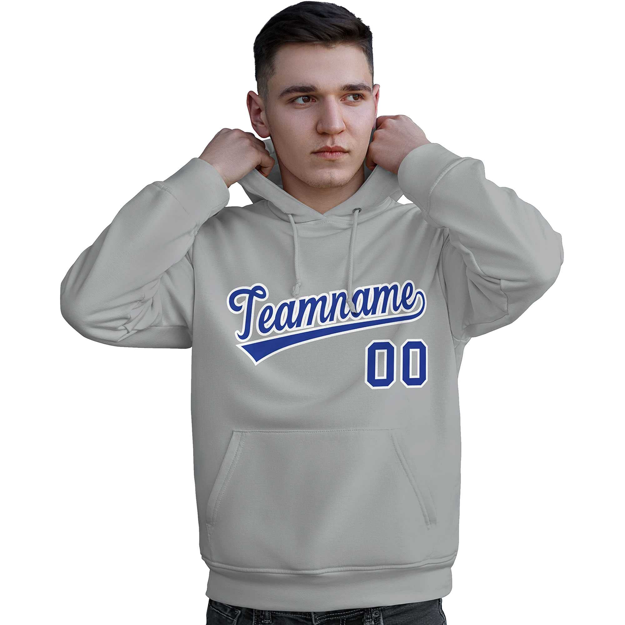 Custom Gray Royal-White Classic Style Personalized Sport Pullover Hoodie| KXKSHOP