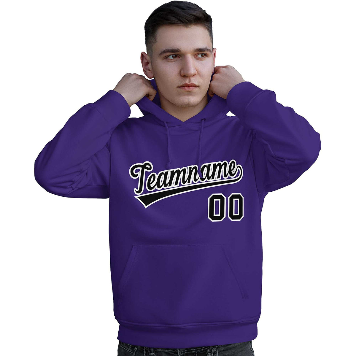 Custom Purple Black-White Classic Style Personalized Sport Pullover Hoodie| KXKSHOP