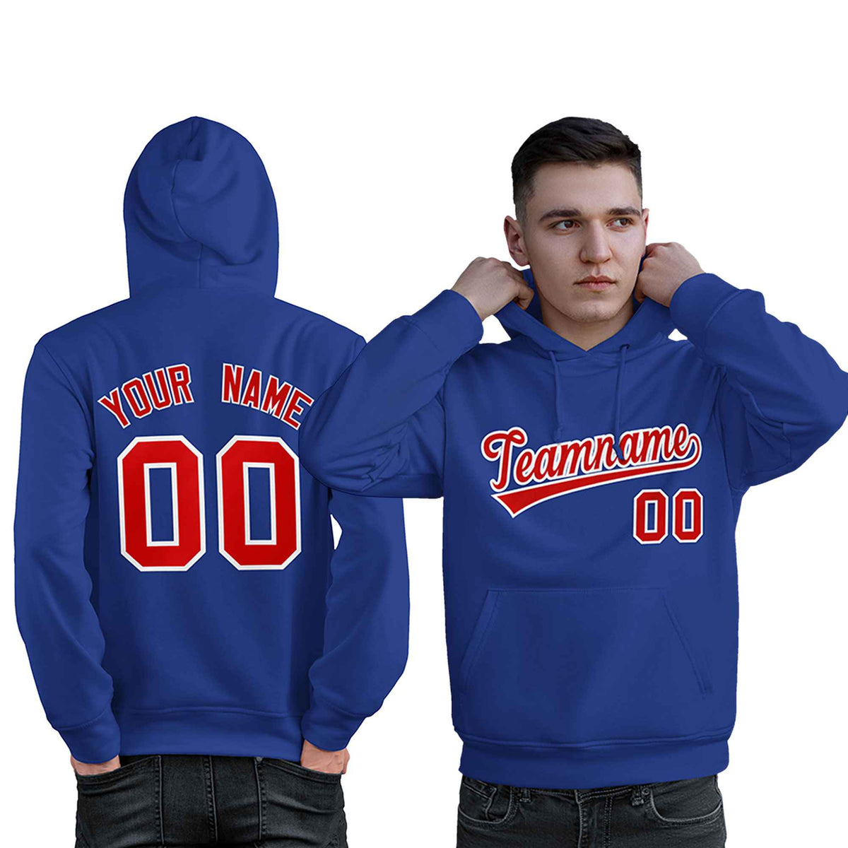 Custom Royal Red-White Classic Style Personalized Sport Pullover Hoodie| KXKSHOP