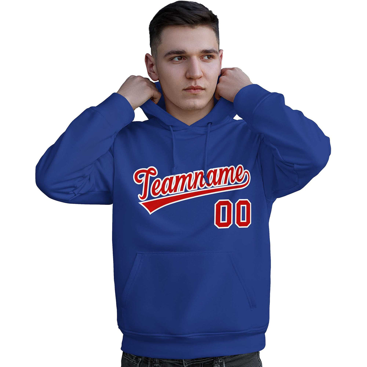 Custom Royal Red-White Classic Style Personalized Sport Pullover Hoodie| KXKSHOP