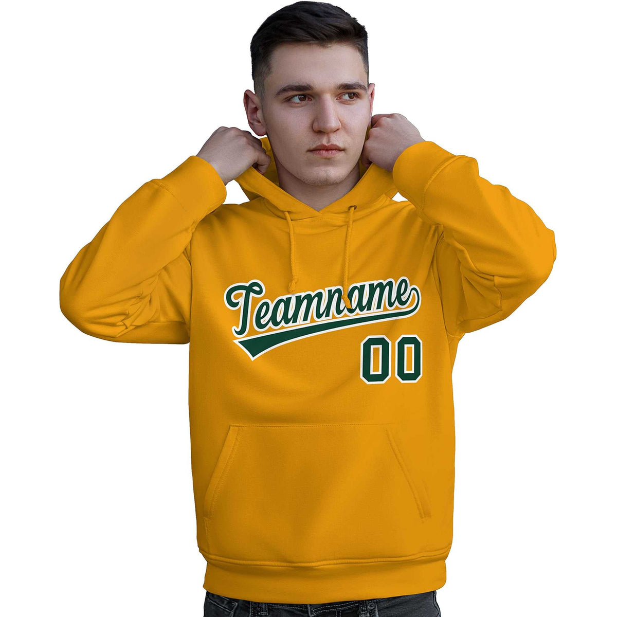 Custom Gold Kelly Green-White Classic Style Personalized Sport Pullover Hoodie| KXKSHOP