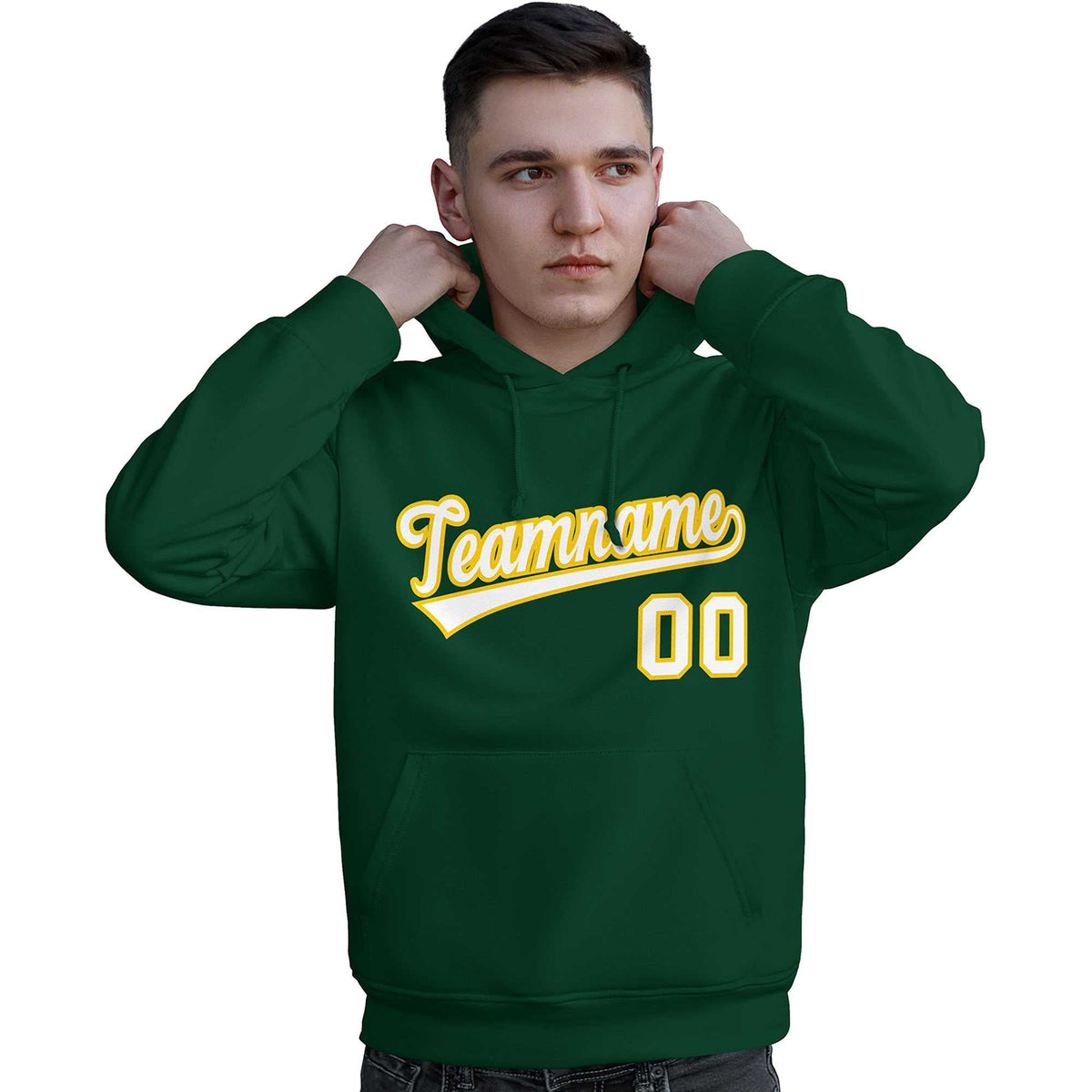 Custom Green White-Gold Classic Style Personalized Sport Pullover Hoodie| KXKSHOP