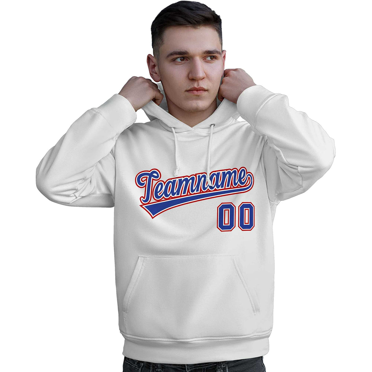 Custom White Royal-Red Classic Style Personalized Sport Pullover Hoodie| KXKSHOP