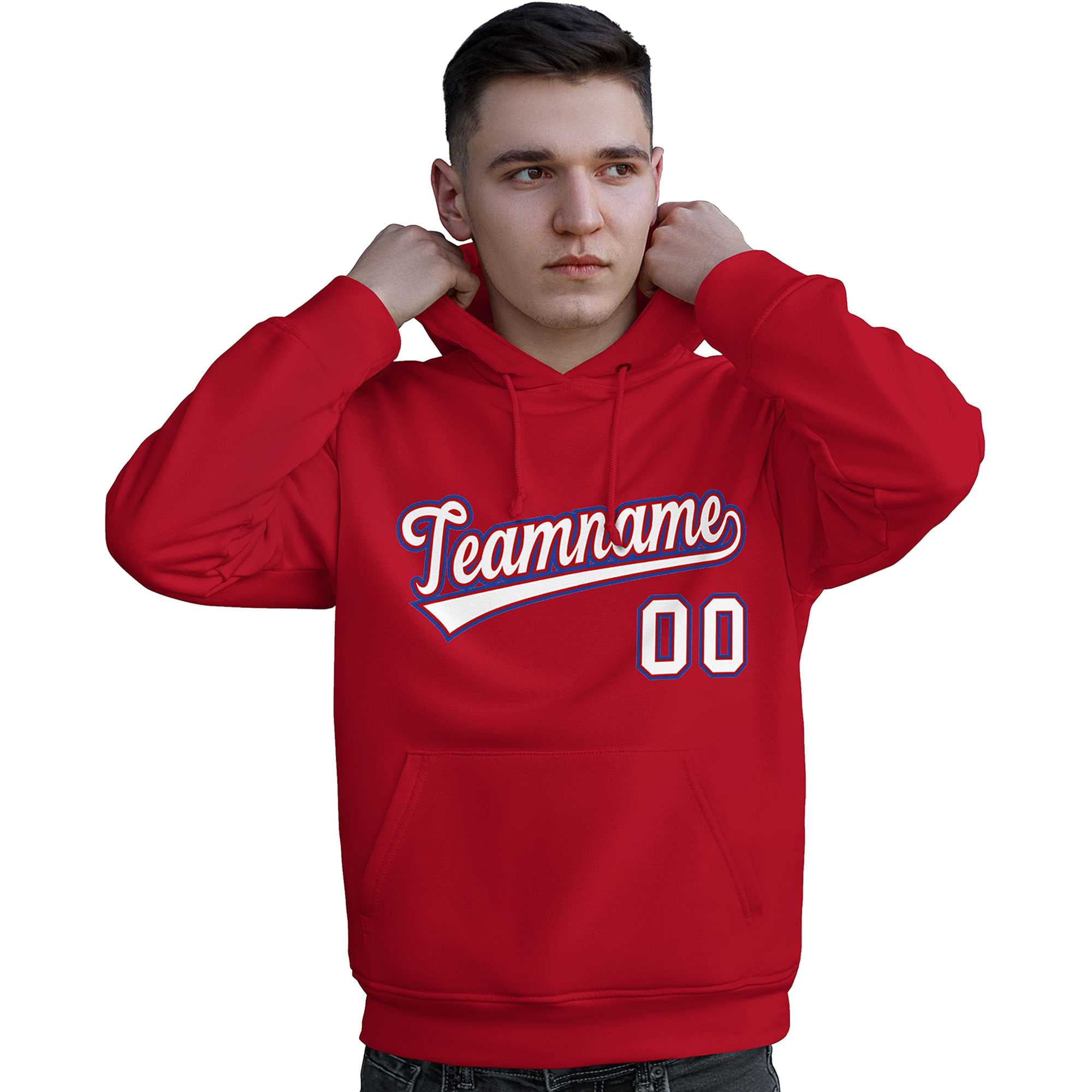Custom Red White-Royal Classic Style Personalized Sport Pullover Hoodie| KXKSHOP
