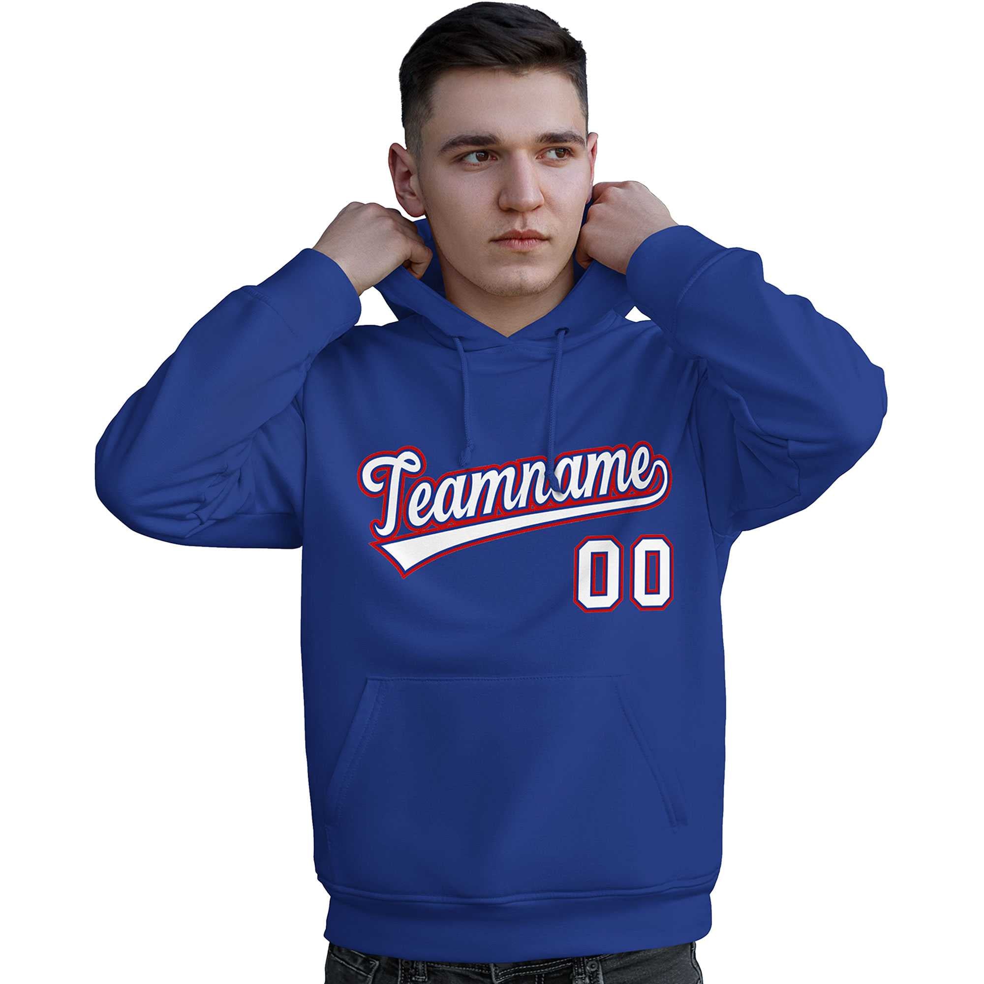 Custom Royal White-Red Classic Style Personalized Sport Pullover Hoodie| KXKSHOP