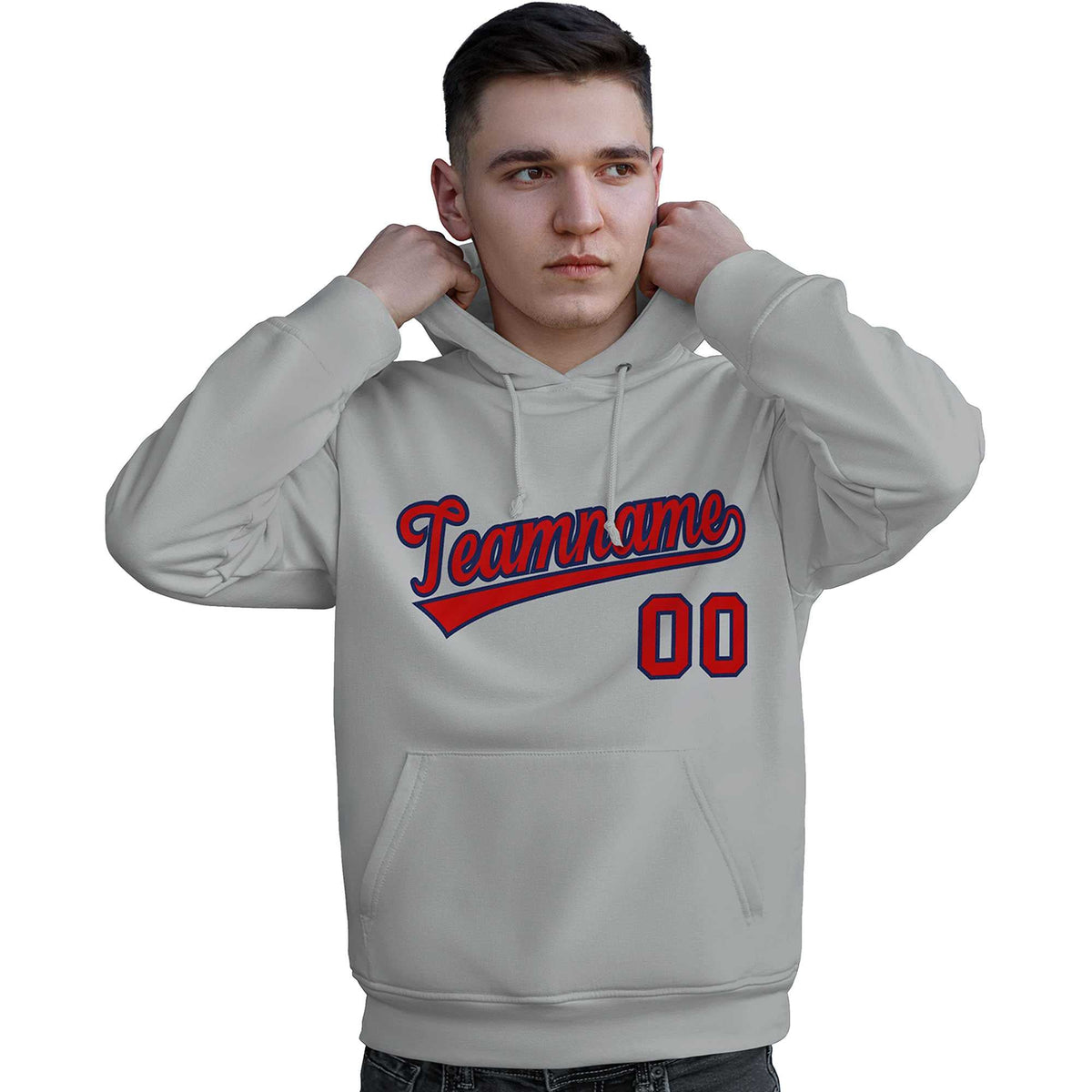 Custom Gray Red-Royal Classic Style Personalized Sport Pullover Hoodie| KXKSHOP