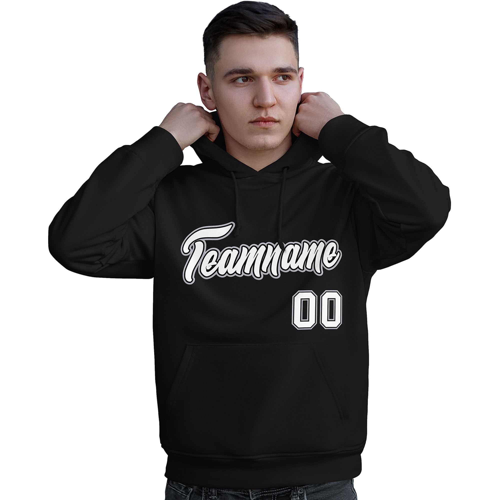 Custom Black White-Gray Classic Style Personalized Sport Pullover Hoodie| KXKSHOP