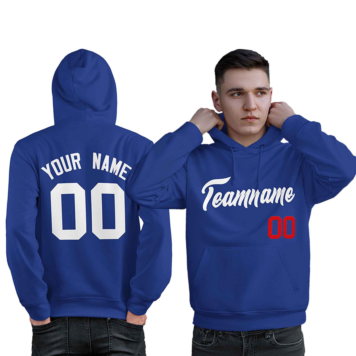Custom Royal White-Red Classic Style Personalized Sport Pullover Hoodie| KXKSHOP