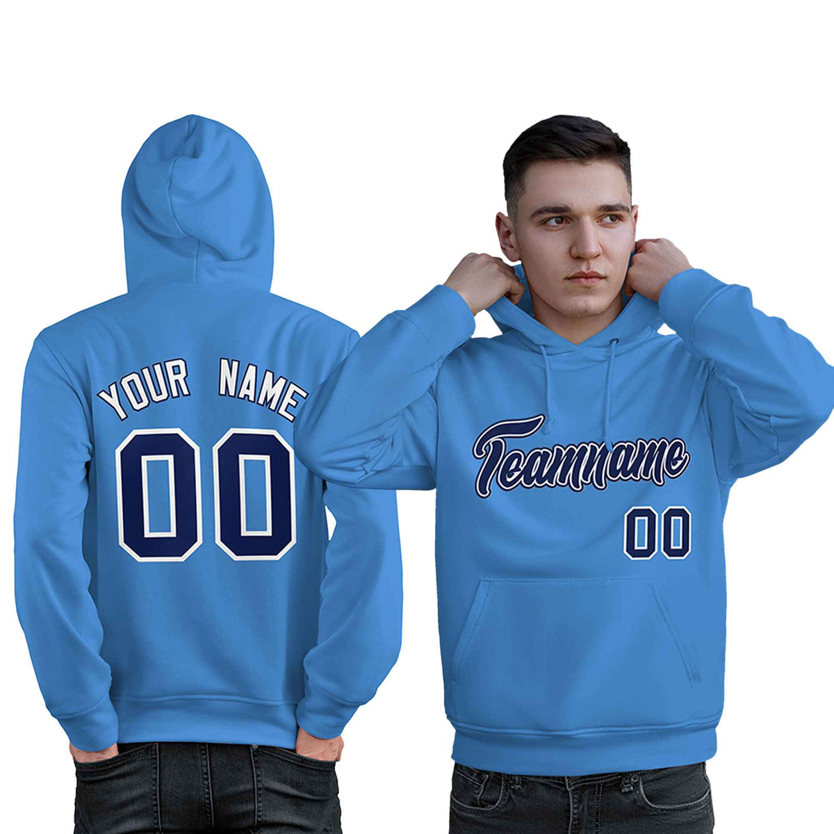 Custom Light Blue Royal-White Classic Style Personalized Sport Pullover Hoodie| KXKSHOP