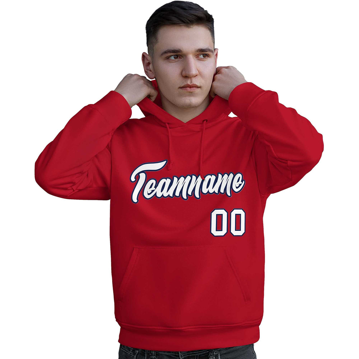 Custom Red Navy-White Classic Style Personalized Sport Pullover Hoodie| KXKSHOP